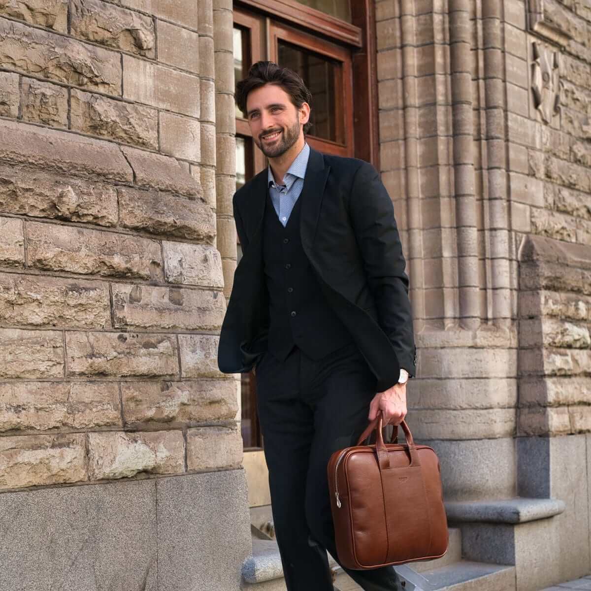 Elegant Whisky Brown Arsante Classic Briefcase, a fusion of timeless design and unmatched craftsmanship, suitable for business and boardroom settings.