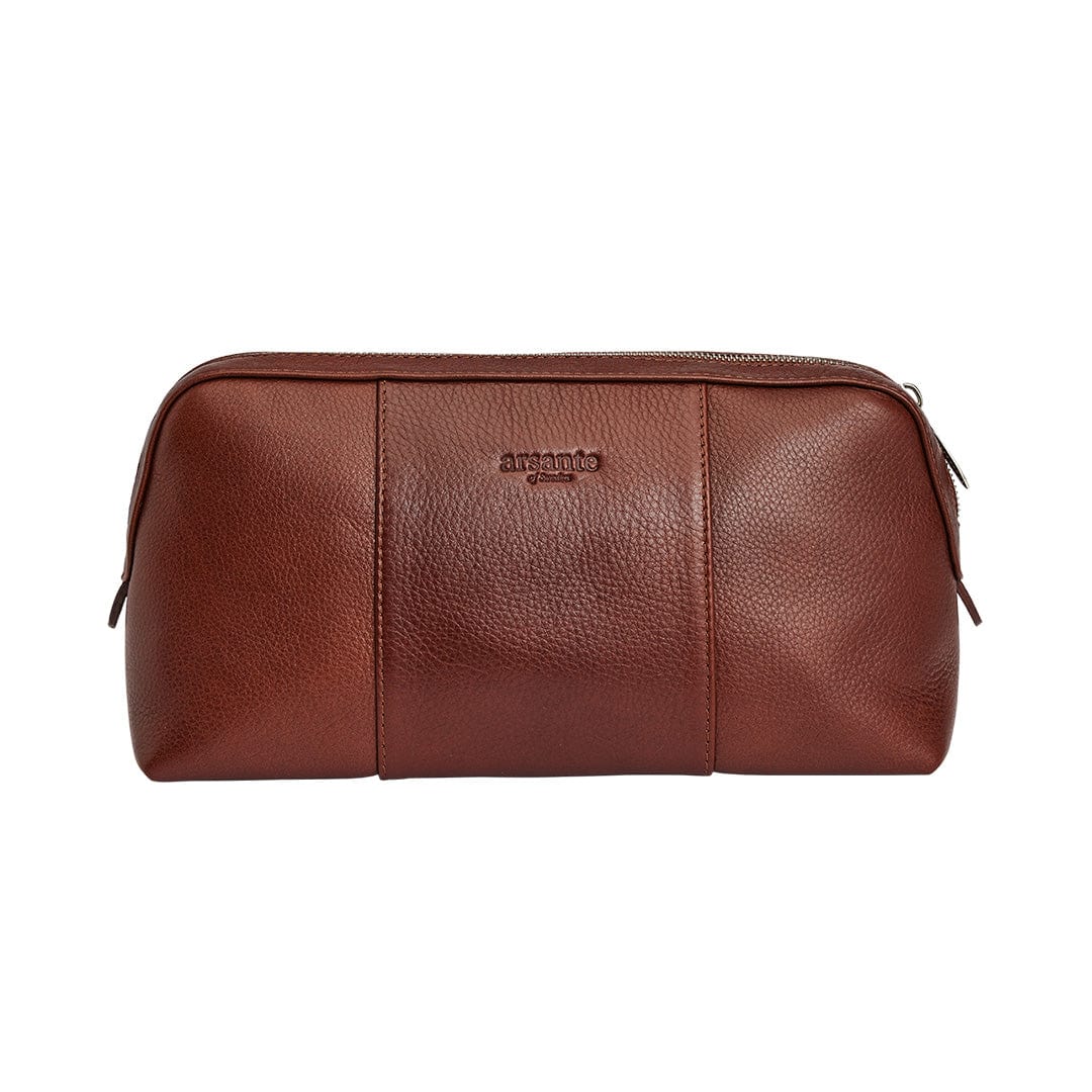 Arsante® Toilet Bag Leather Whisky Brown