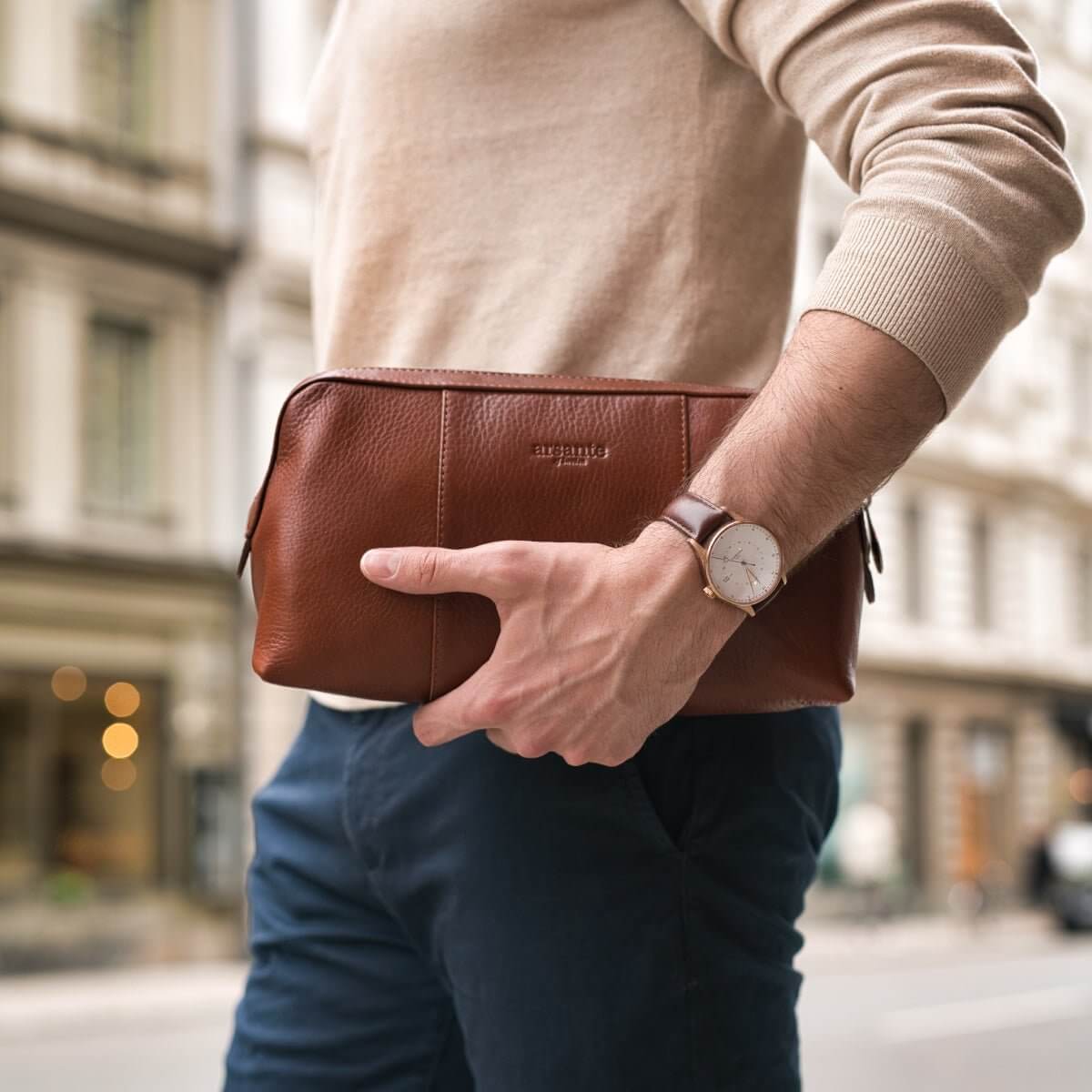 Arsante® Toilet Bag Handcrafted Full-Grain Leather