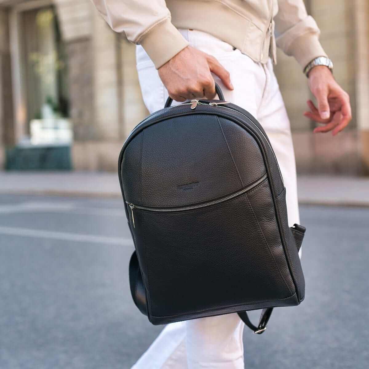 Backpack Mini Black Handcrafted Leather - Arsante® of Sweden