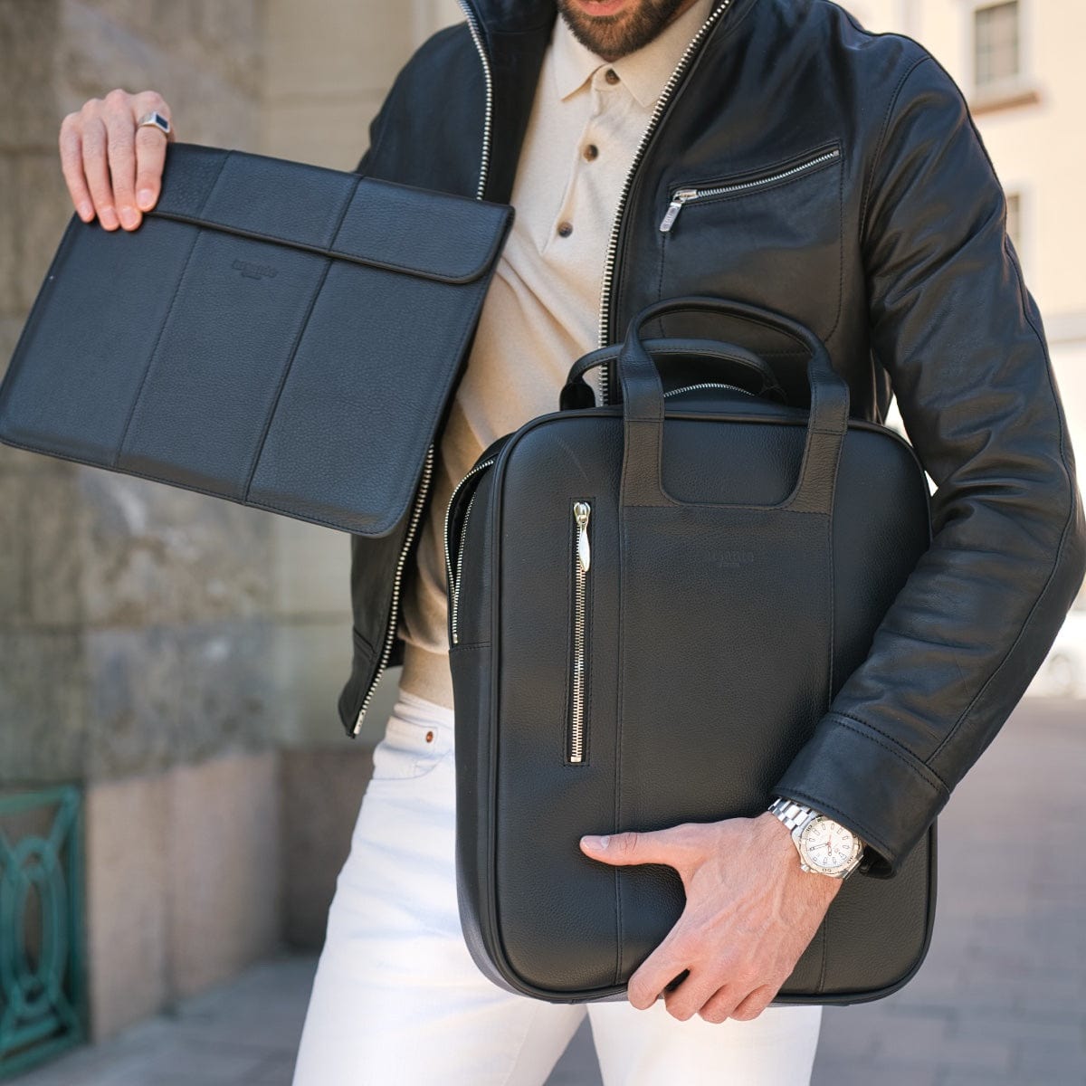 Arsante® Sleeve Leather Rich Black
